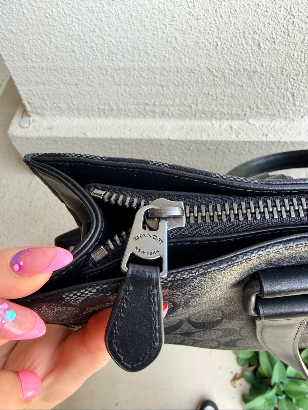 Coach C9442 Large Tote Black Signature Canvas Leather Crossbody Bag $398 - Picture 7 of 13